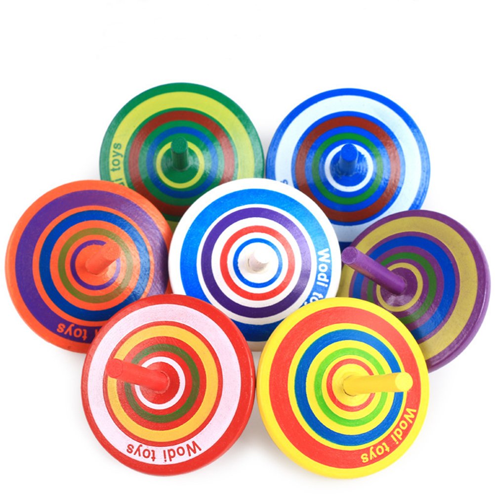 Libershine Peonza de Madera Creativo Juguete giroscopio de Madera 30 Piezas Peonza de Madera de Colores Efecto de Color Al Girar Regalos para Comuniones niños giroscopio de Juguete
